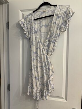 🌊 Billabong White & Light Blue Floral Mini Dress XS